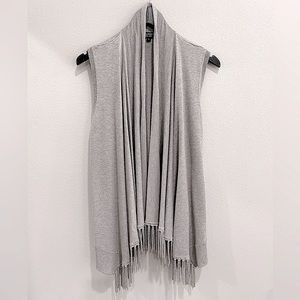Central Park West Gray Fringe Duster Vest (Small)